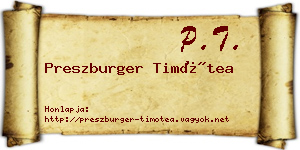 Preszburger Timótea névjegykártya